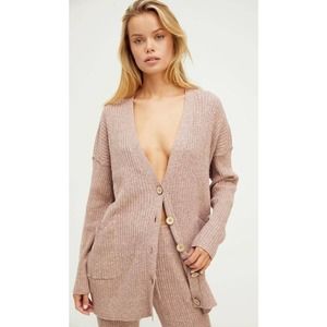 FREE PEOPLE maiya linen blend knit longline cardigan sweater size small S